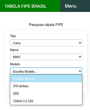 Veja como pesquisar os valores FIPE de um veículo escolhendo primeiro o ano e só depois o modelo para agilizar as suas buscas FIPE. Veja como pesquisar os valores FIPE de um veículo escolhendo primeiro o ano e só depois o modelo para agilizar as suas buscas FIPE.